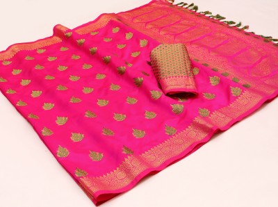 rangbhakti Self Design Kanjivaram Cotton Silk, Jacquard Saree(Pink)