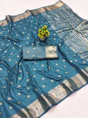 Julee Woven Banarasi Pure Silk Saree(Light Blue)