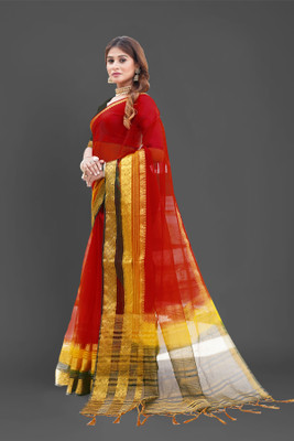 Aarunika SKT Printed Bollywood Organza Saree(Red)