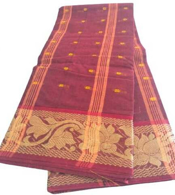 Bikash Dutta Fashion Woven Tant Pure Cotton Saree(Brown)