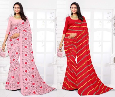 STYLEVEDA Paisley Daily Wear Georgette Saree(Pack of 2, Red, Pink)