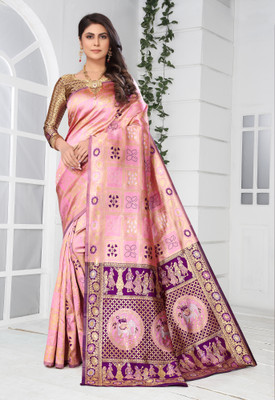 BULLDOZER Woven Patola Cotton Silk, Jacquard Saree(Multicolor)