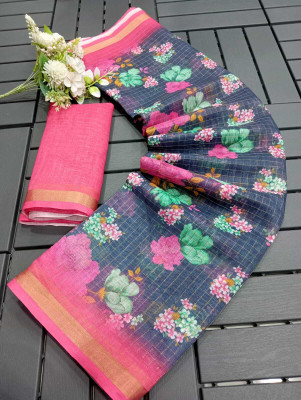 Gajal Woven Kanjivaram Pure Cotton, Cotton Silk Saree(Dark Blue)
