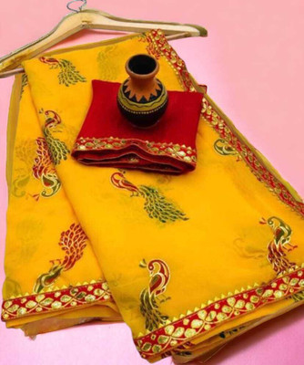 EVERYDAY CREATION Digital Print Bollywood Georgette Saree(Red)