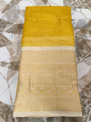 Zulfa Creation Self Design Banarasi Tissue Saree(Yellow)