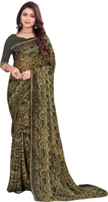 SHREE KRISHNA FASHION PVT LTD Blocked Printed Bollywood Georgette Saree(Green)