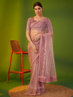 Divastri Embellished Bollywood Net Saree(Purple)