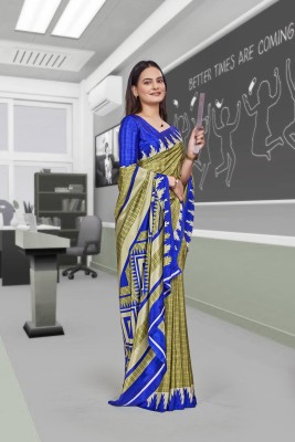 Feminista Printed, Solid/Plain Daily Wear Crepe Saree(Light Green, Blue)