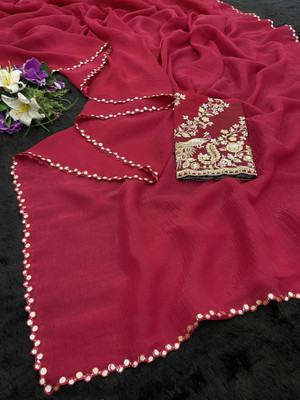 K 5 FASHION Embroidered, Self Design Bollywood Tissue Saree(Magenta)