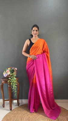 HouseOfCommon Color Block Bollywood Silk Blend Saree(Multicolor)