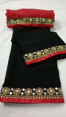 OKTAT Dyed Bollywood Georgette Saree(Black)