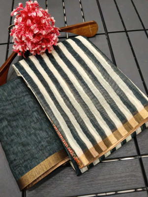 Saaransh Floral Print Kanjivaram Linen, Cotton Silk Saree(Multicolor)