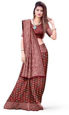 jeravi Digital Print Kalamkari Tussar Silk Saree(Red)