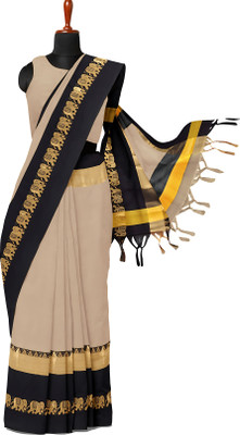 Mortal Textile Woven Assam Silk Cotton Silk Saree(Dark Blue)