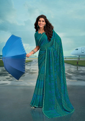 Laxmipati sarees Printed Saree with Attached Blouse Georgette Saree(Multicolor)