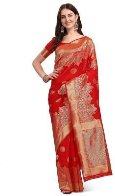 SWAMI STUDIO Self Design Banarasi Jacquard Saree(Red)