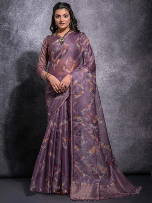 Tasrika Woven Chinnalapattu Linen Saree(Purple)