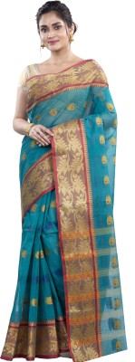 DipDiya Woven Tant Pure Cotton Saree(Light Green)