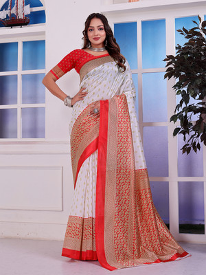 Kanooda Prints Printed Bollywood Silk Blend Saree(Multicolor)