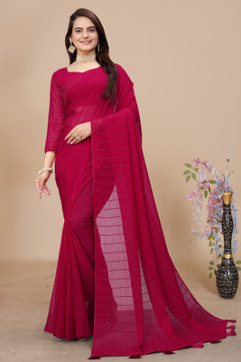 CLICKTHEMALL Self Design Bollywood Georgette Saree(Red)