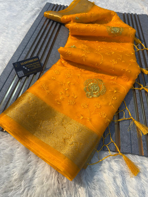 Divastri Self Design Bollywood Tissue Saree(Yellow)