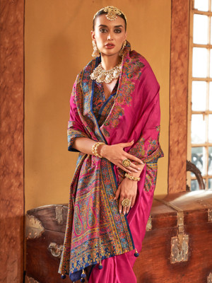 ANOUK Printed Banarasi Silk Blend Saree(Pink)