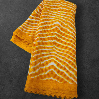 nabil Printed Leheria Georgette Saree(Yellow)