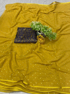 ELEGANCE FAB Embellished Daily Wear Chiffon Saree(Beige)