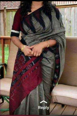 Koyel Printed Sambalpuri Cotton Blend Saree(Grey)