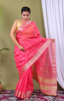 Rohit Designer Self Design Daily Wear Net Saree(Pink)