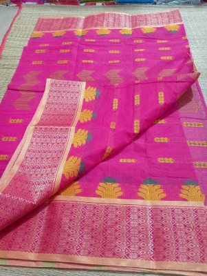 Minu Fashion Self Design Tant Pure Cotton Saree(Pink)