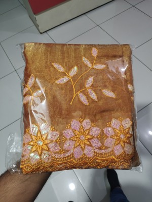 Sucikarman Embroidered Bollywood Organza Saree(Mustard)