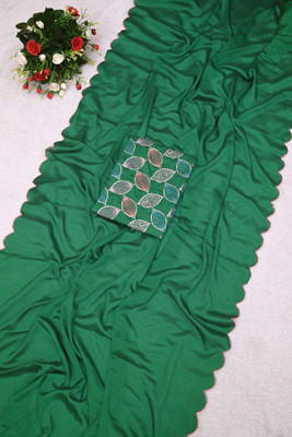 Julee Self Design Bollywood Chiffon Saree(Green)