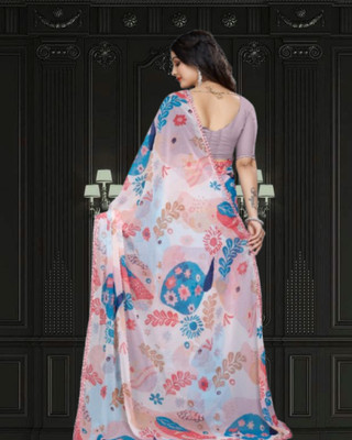 JAYAMENTERPRISE Floral Print Bollywood Georgette Saree(Multicolor)