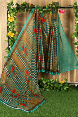 Saadhvi Digital Print Banarasi Georgette Saree(Green)