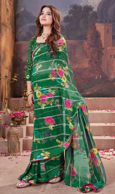 Divastri Printed Bollywood Georgette Saree(Green)