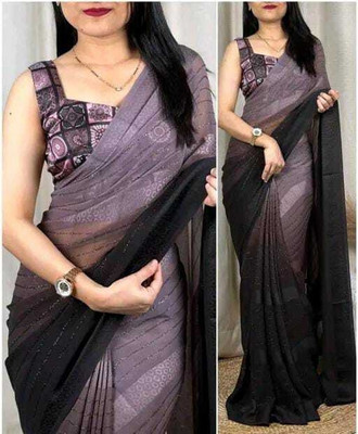 BHIKS RR Solid/Plain, Dyed Bollywood Georgette, Art Silk Saree(Magenta)