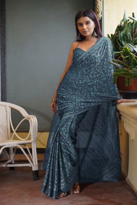 MIRCHI FASHION Printed, Floral Print Daily Wear Chiffon, Georgette Saree(Blue, Light Blue)