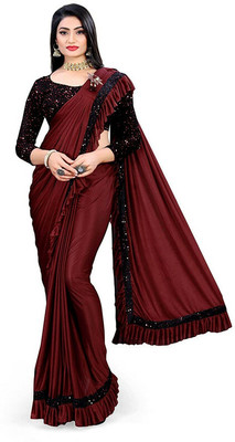 Btop Embellished Bollywood Lycra Blend Saree(Maroon)