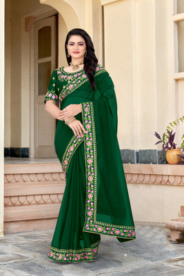 Tejal Creation Self Design Bollywood Georgette Saree(Black)