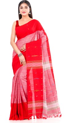 SAYAN CREATION Self Design Handloom Handloom Pure Cotton Saree(Red)