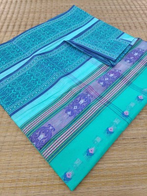 Dristikone Woven Tant Pure Cotton Saree(Light Blue)