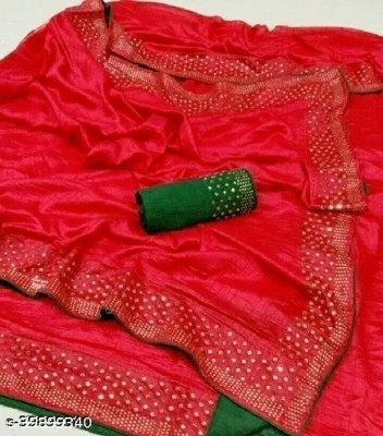 HANSIKA FASHION Embroidered Bollywood Silk Blend Saree(Red)