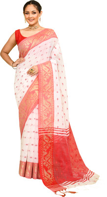 Sprish Woven Handloom Khadi Saree(White)