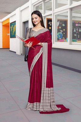Feminista Printed, Solid/Plain Daily Wear Crepe Saree(Maroon)