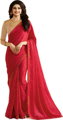 ROOP SUNDARI SAREES Floral Print, Self Design, Printed Bollywood Pure Silk Saree(Red)