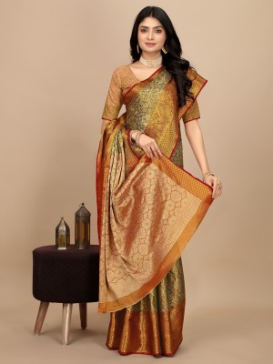 Pionex Self Design Banarasi Jacquard, Silk Blend Saree(Cream)