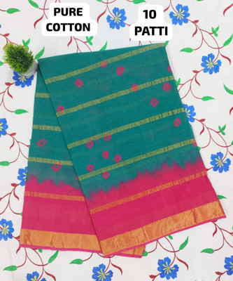 Rangari Tie-Dye, Printed, Self Design Bandhani Pure Cotton Saree(Dark Green, Pink)
