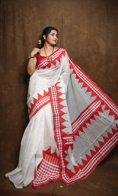 Ramish Sarees Woven Kota Doria Pure Cotton Saree(White)