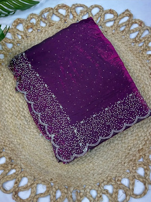 Zeekha Embellished Daily Wear Jimmy choo Saree(Purple)
